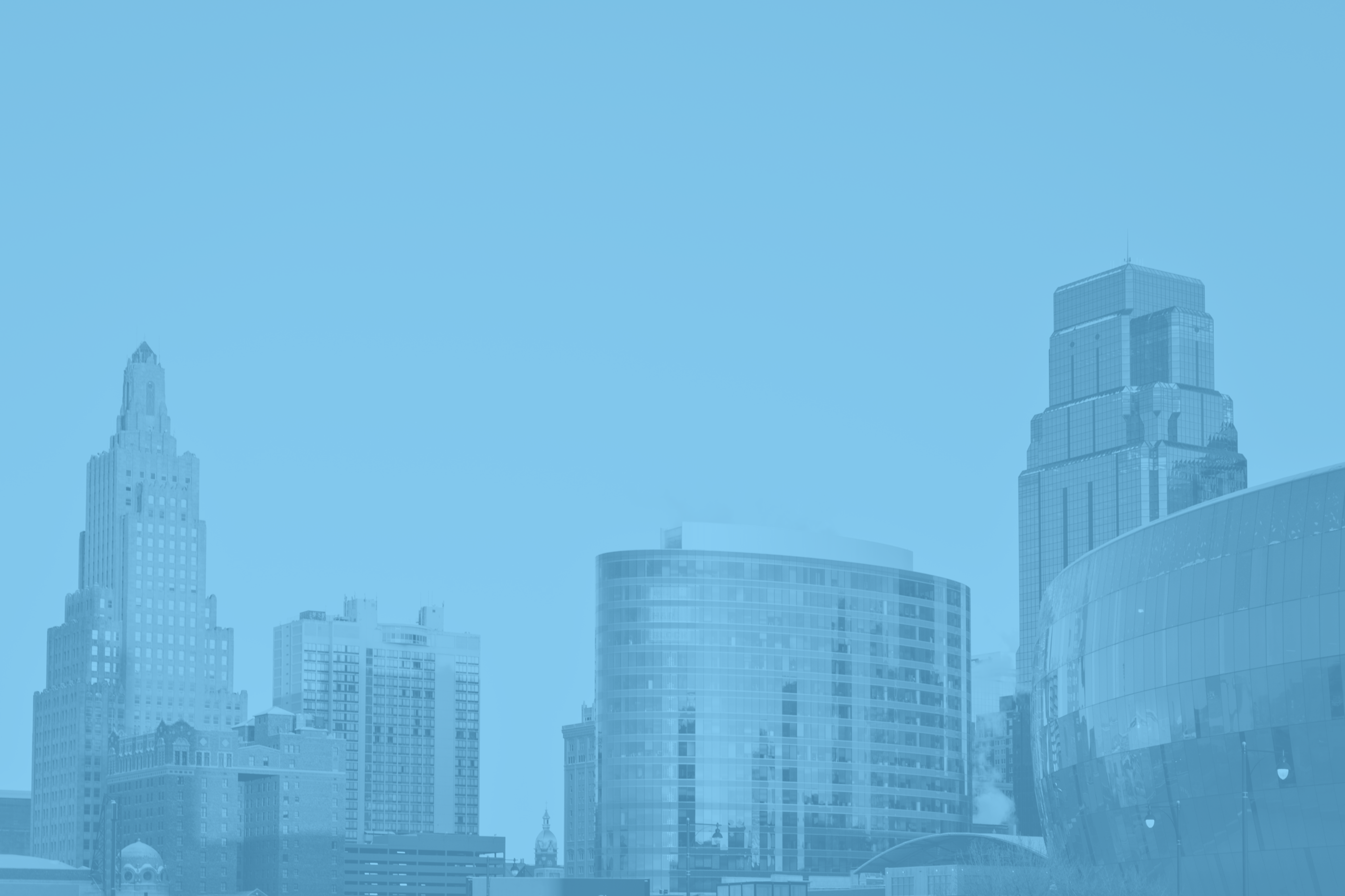 Kansas City skyline with light blue overlay